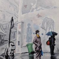 CLICHY SOUS LA PLUIE - 60x60